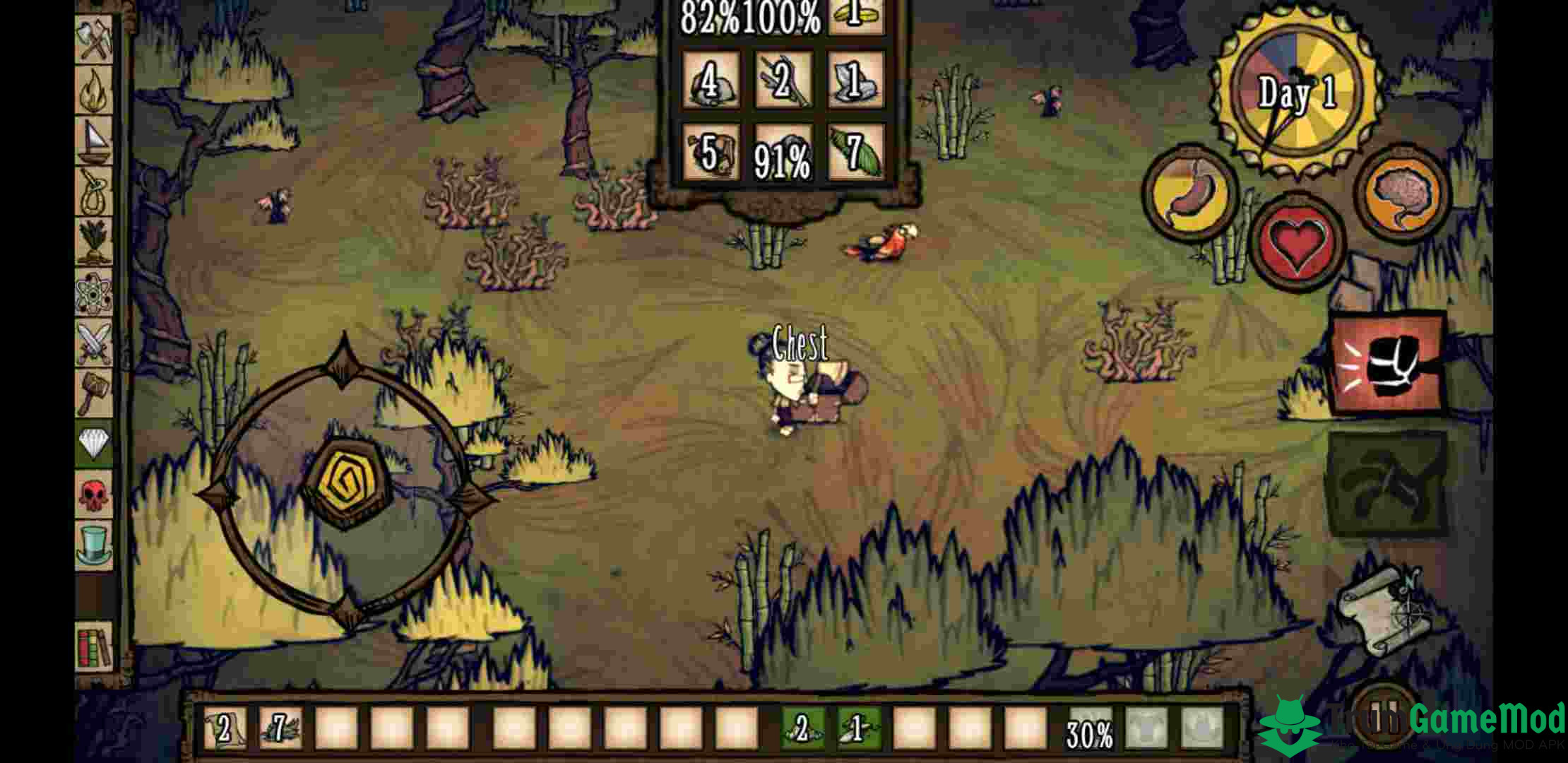 Don't Starve Apk, việc giữ cho cơ thể không bị đói là một ưu tiên quan trọng.