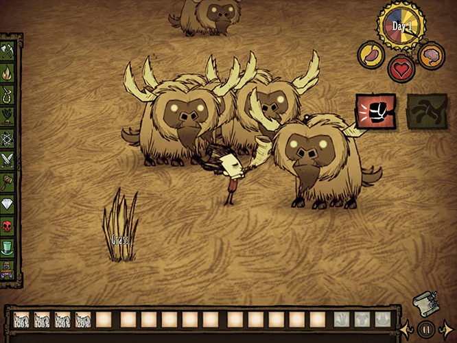 Don’t Starve: Pocket Edition đơn giản, bởi tất cả mọi thứ từ hình ảnh, đồ họa cho tới lối chơi