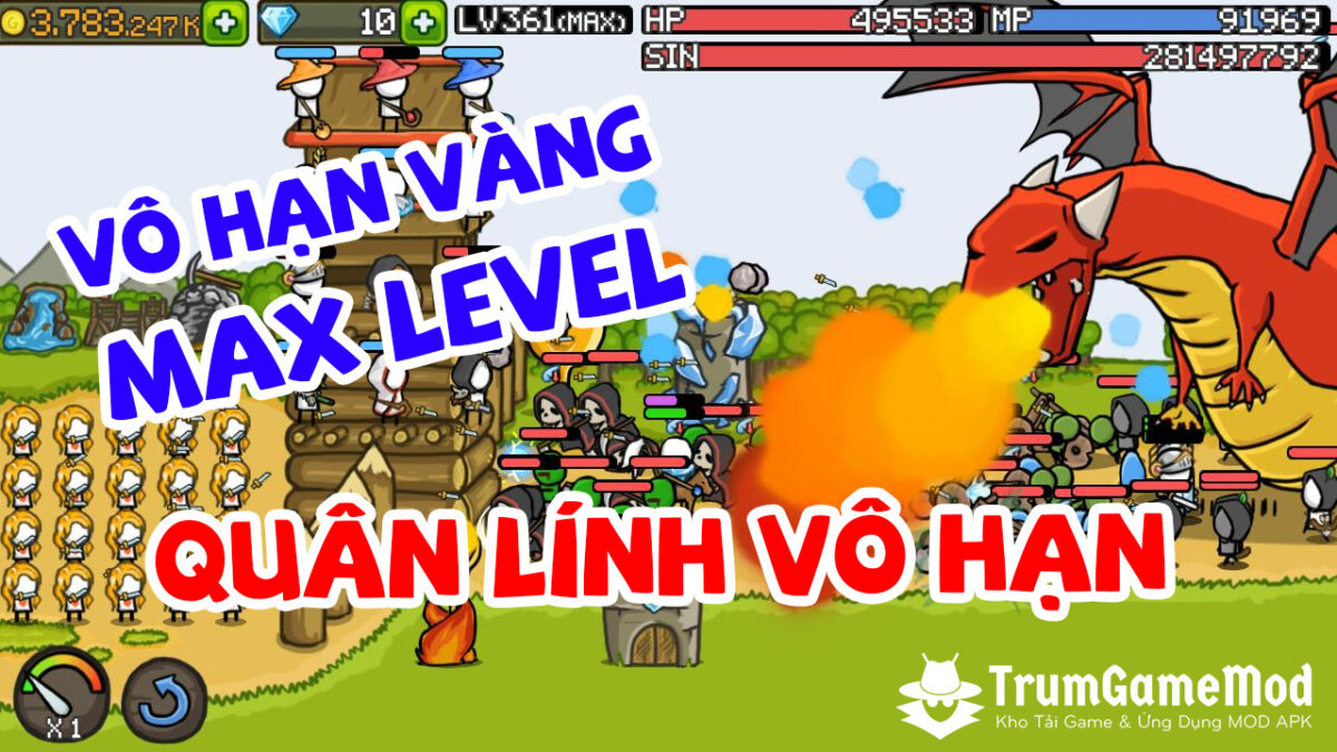 Hình ảnh Grow Castle Hack Vàng Kim Cương + Max Level