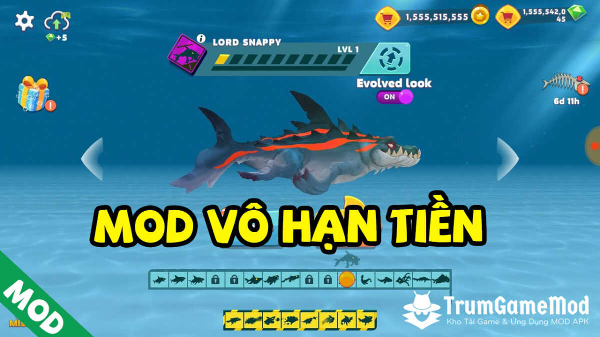 Hình ảnh Hungry Shark Evolution Hack Full Tiền Kim Cương