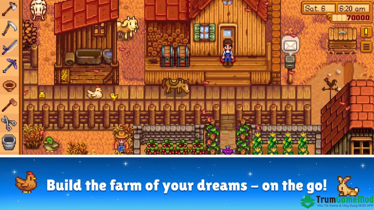 Trong Stardew Valley APK, bạn tham gia vào vai trò của một nhà thiết kế trang trại.