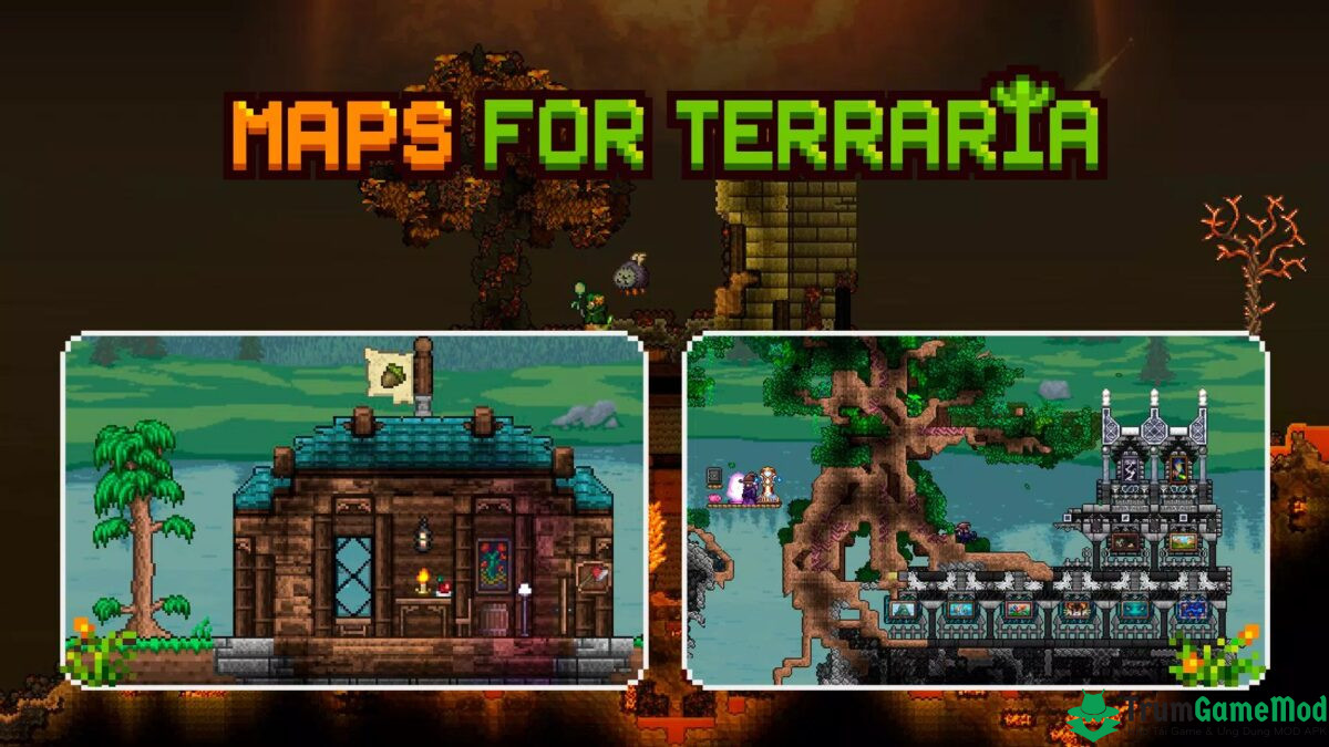 Nhiều bản đồ khác nhau trong game Terraria MOD APK