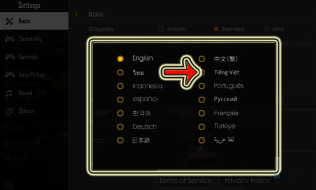 huong dan chuyen ngon ngu free fire sang tieng viet 4 Hướng dẫn chuyển ngôn ngữ Free Fire sang tiếng Việt