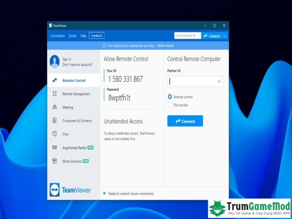 Teamviewer hỗ trợ tính năng đa cửa sổ giúp bạn dễ dàng kết nối đồng thời hai thiết bị 