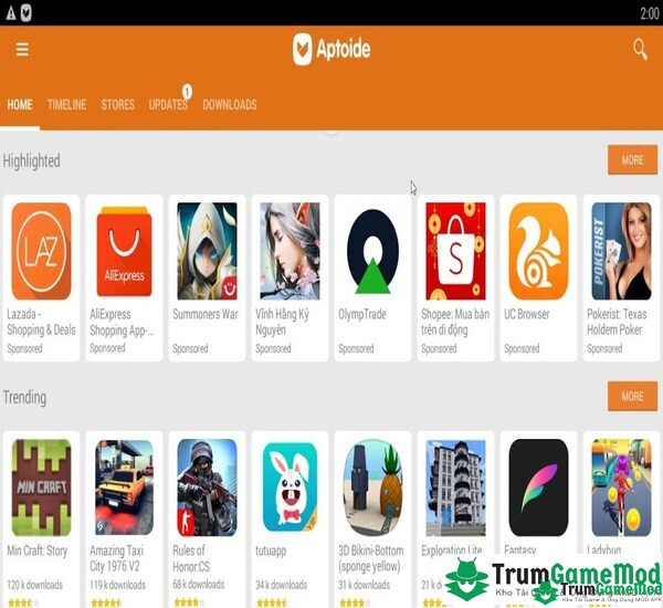 Aptoide mang đến một kho ứng dụng đa dạng với hơn 300.000 app miễn phí 