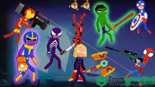 Lối chơi Supreme spider stickman warriors Apk 