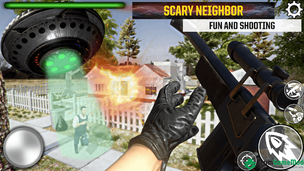 Giới thiệu về game bắn súng thú vị Granny Kick Neighbor Apk