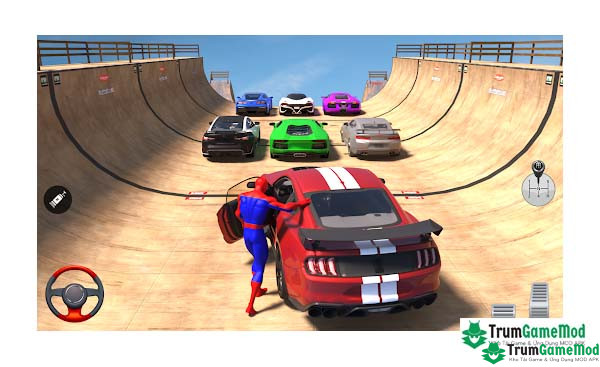 Điểm nổi bật trong trò chơi Superhero Car: Mega Ramp Games APK