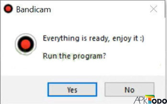 Nhấn chọn Yes để hoàn thành quá trình crack Bandicam
