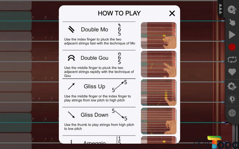 Một số thao tác cơ bản trong Guzheng Master Apk