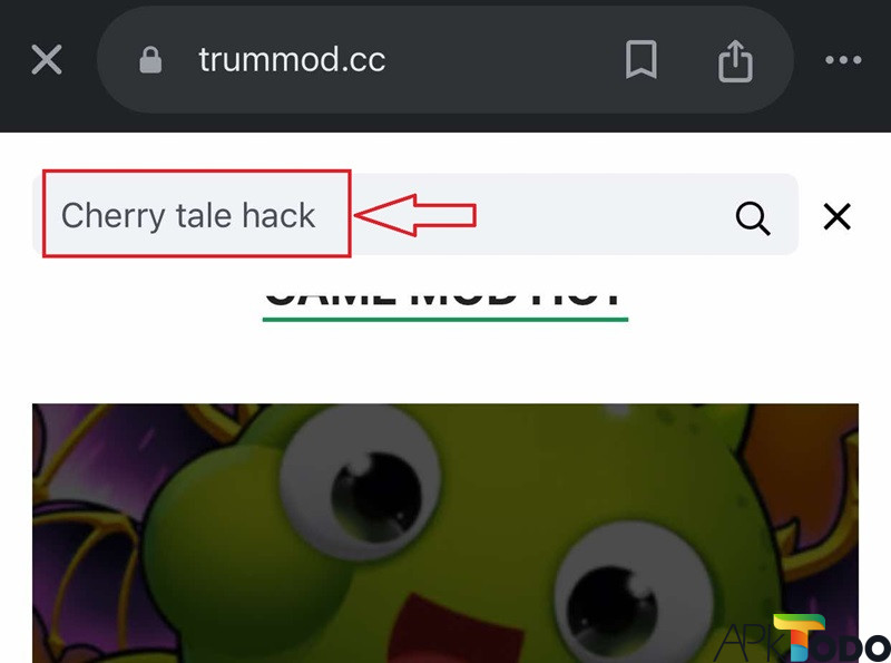 Gõ từ khóa Cherry Tale Hack vào thanh tìm kiếm