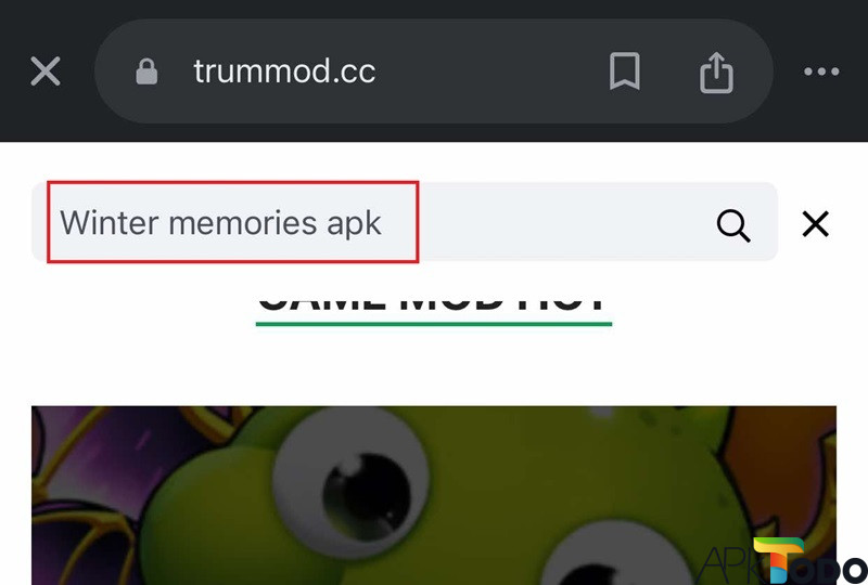 Gõ từ khóa Winter Memories Apk vào thanh tìm kiếm